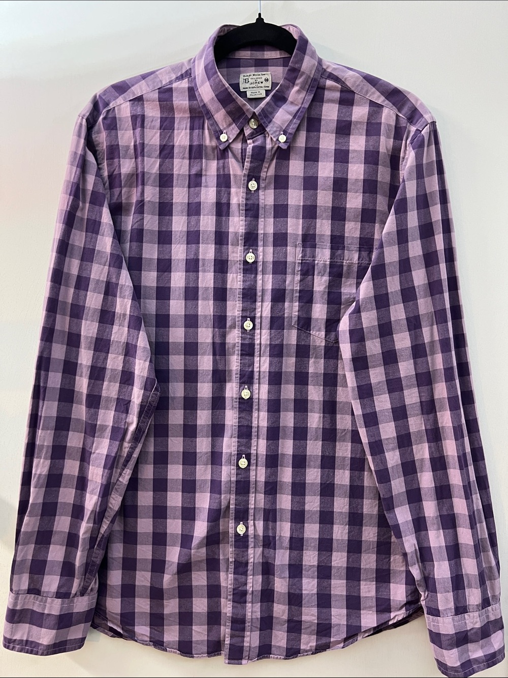 J. Crew Lavender and Purple Gingham Button-Down Shirt